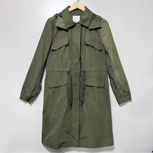 Avec Les Filles Right On Time Olive Green Anorak Hooded Jacket Small Raincoat